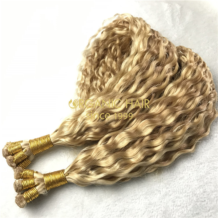 Human hand tied weft piano color #18/22 Curly X200